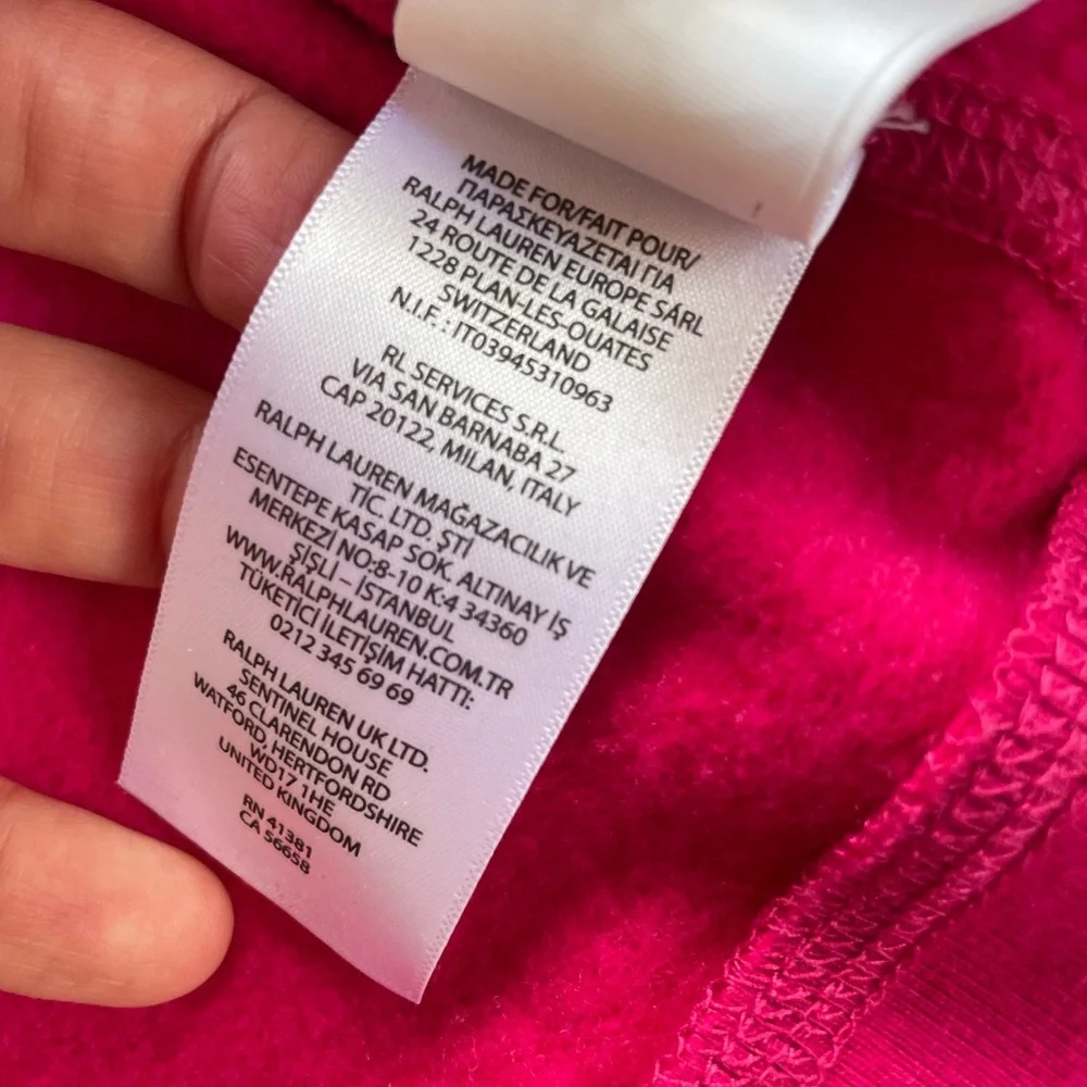 Ralph Lauren Pink Hooded Zip-Up Sweatshirt for Kids